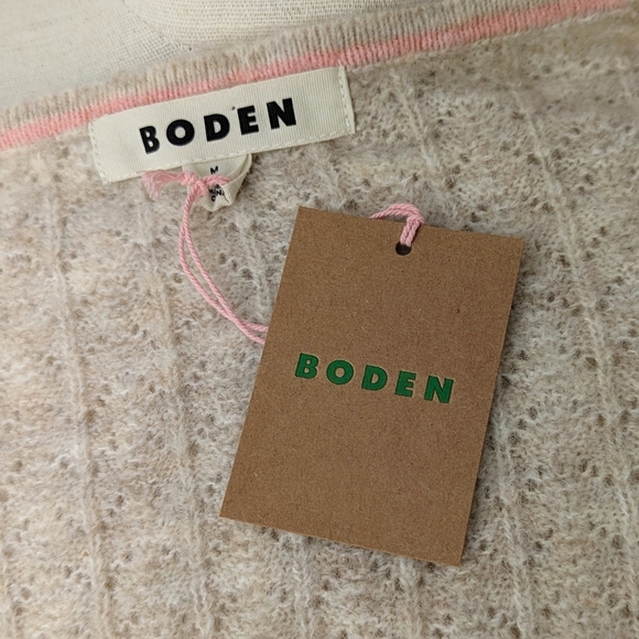 Boden Cardigan Pointelle Knit Button Front Short Sleeve Cropped Oatmeal M NWT - Picture 16 of 16